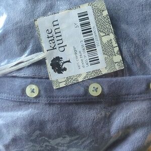 NWT 5Y Kate Quinn Ketti Cardigan V-neck Stone Blue Cotton Velour